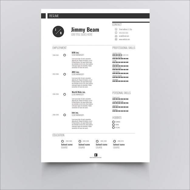 Modern minimal curriculum vitae template | Premium Vector