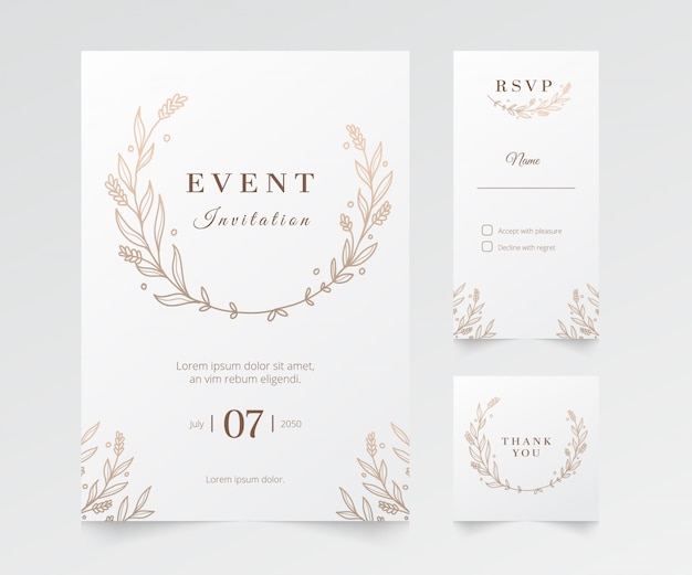 Modern minimalist event and wedding invitation Premium