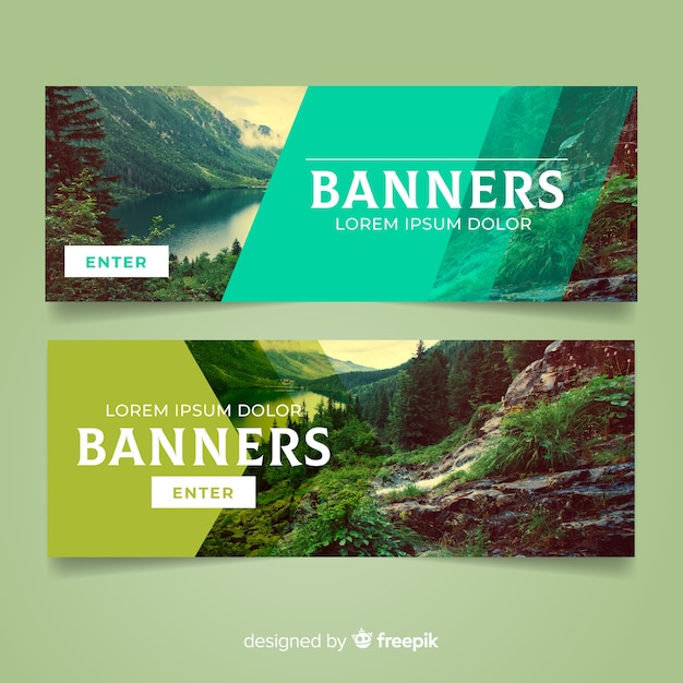 Premium Vector | Modern nature banners with photo
