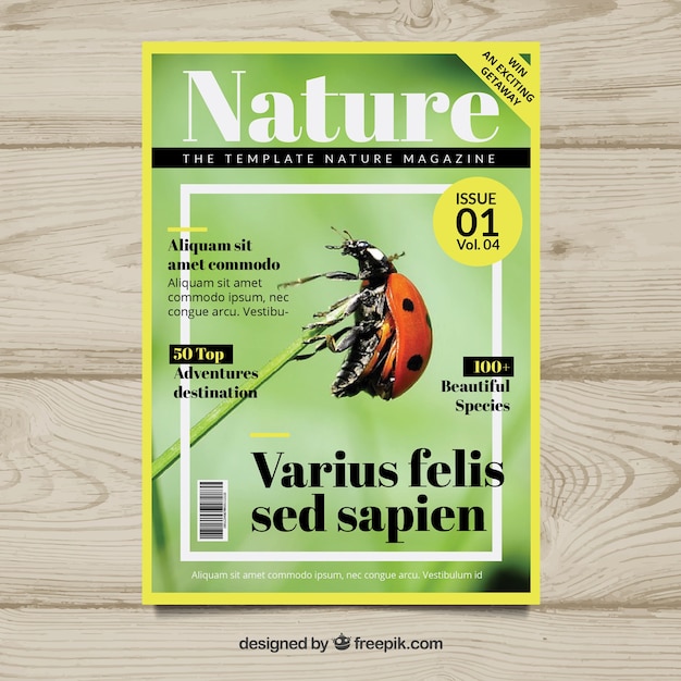 Free Vector Modern Nature Magazine Cover Template With Photo   Modern Nature Magazine Cover Template With Photo 23 2147857633 