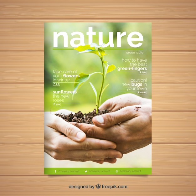 Free Vector Modern Nature Magazine Cover Template With Photo   Modern Nature Magazine Cover Template With Photo 23 2147858498 