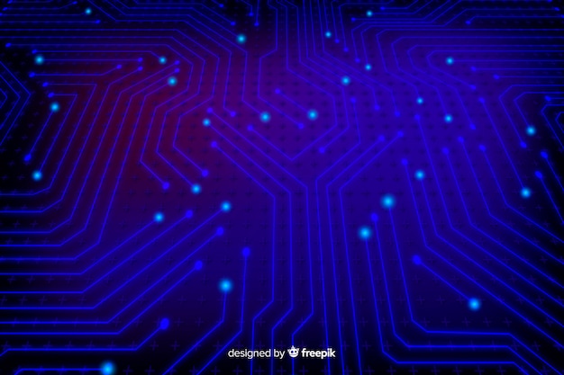 Modern neon circuit board background Free Vector