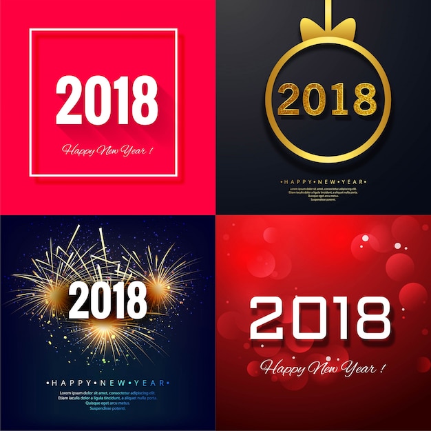 Modern new year 2018 background set
