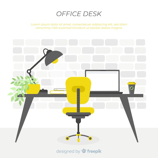 Modern office desk with flat design
