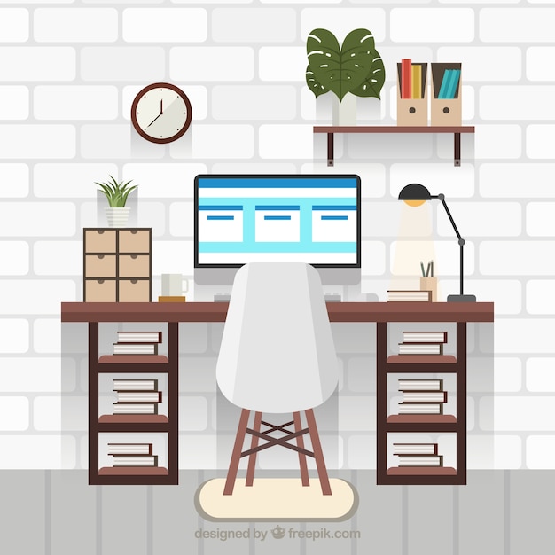 Modern Office Desk With Professional Style Free Vector