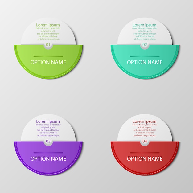 Modern option buttons with 3d color spheres on grey Premium Vector