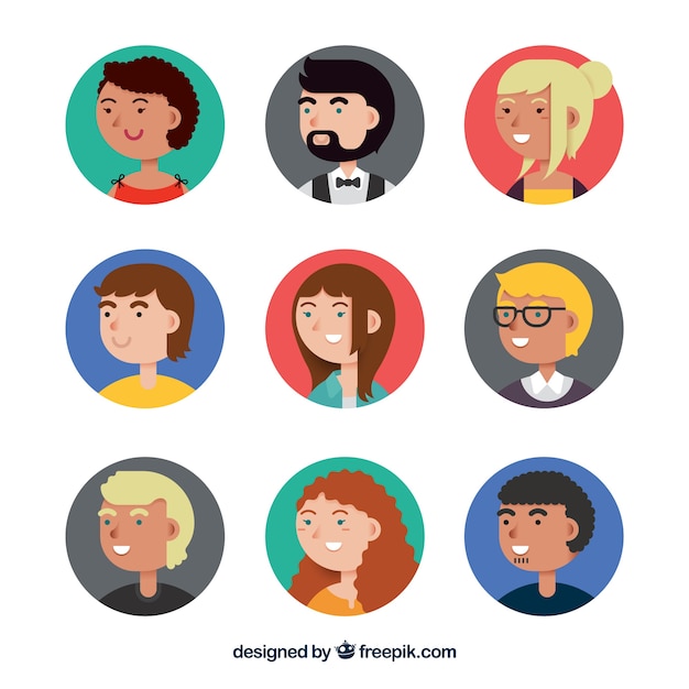 Download Modern pack of avatars with circles Vector | Free Download