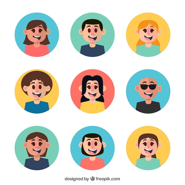 Download Modern pack of avatars with flat design | Free Vector