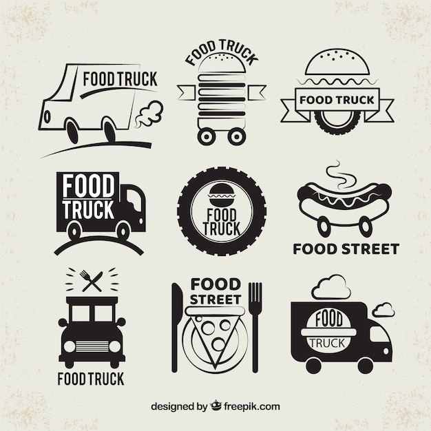Download Free Download This Free Vector Modern Pack Of Original Food Truck Logos Use our free logo maker to create a logo and build your brand. Put your logo on business cards, promotional products, or your website for brand visibility.