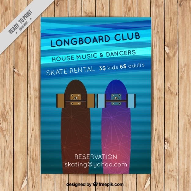 Modern party flyer with skateboard