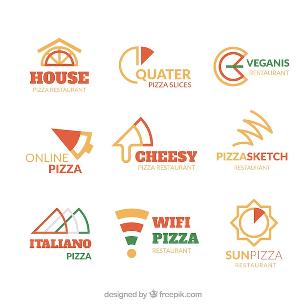 Download Free Modern Pizza Logo Collection Free Vector Use our free logo maker to create a logo and build your brand. Put your logo on business cards, promotional products, or your website for brand visibility.