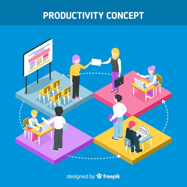 Modern productivity concept with isometric view | Free Vector