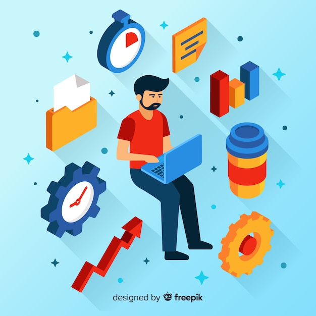 Free Vector | Modern productivity concept with isometric view