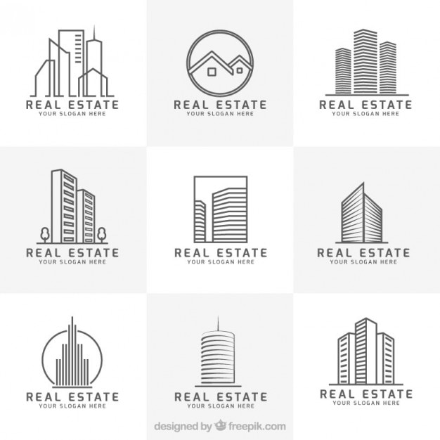 Modern real estate logo collection Premium Vector