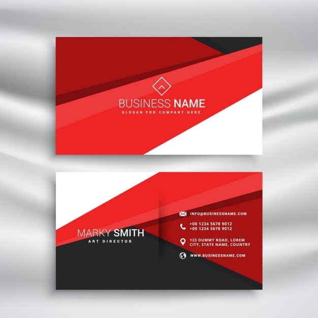 Modern red and black business card wit minimal\
geometrical shapes