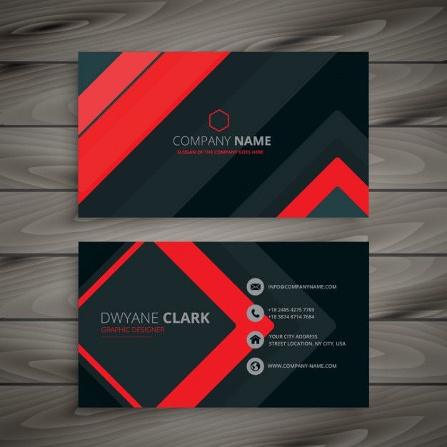 Modern red and black business card