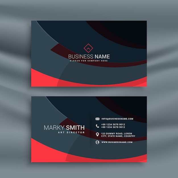 Modern red and gray business card