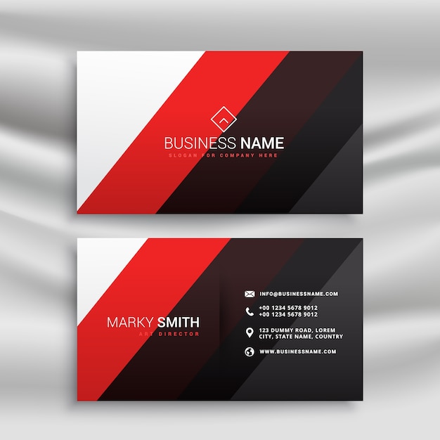 Modern red, black and black business\
card