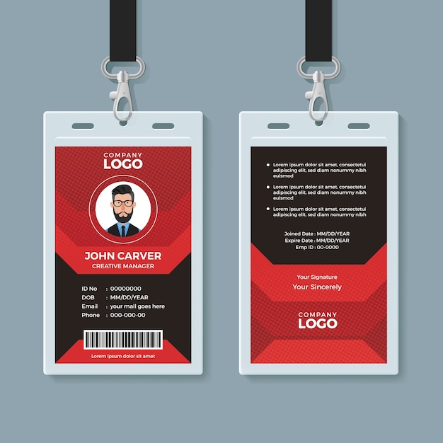 Modern red and black id card template | Premium Vector