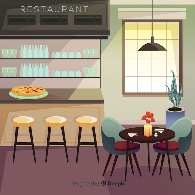 Free Vector | Modern restaurant interior with flat design