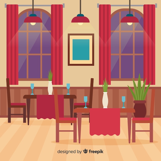 Free Vector | Modern restaurant interior with flat design