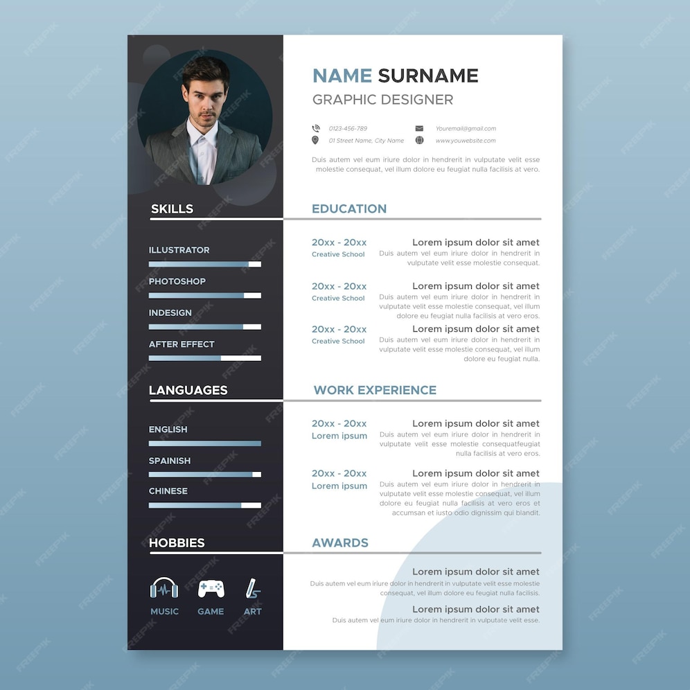 Premium Vector | Modern resume template theme