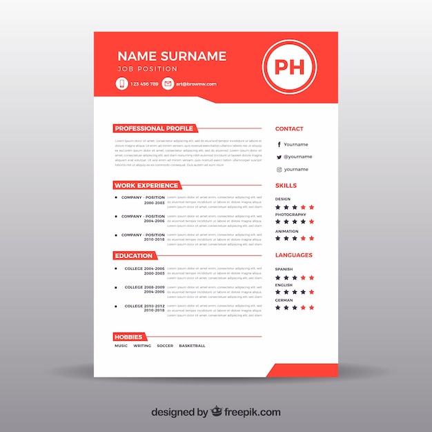 free simple modern resume template photoshop