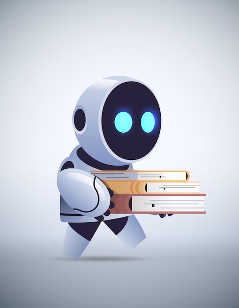 Premium Vector Modern Robot Student Holding Books Online Education Machine Learning Knowledge Artificial Intelligence