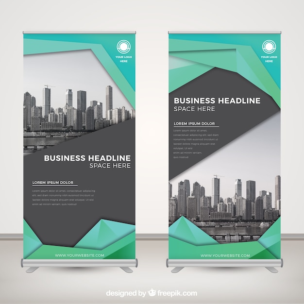 Premium Vector Modern Rollup With Polygonal Design