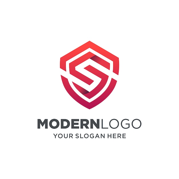 Modern s with shield logo Vector | Premium Download