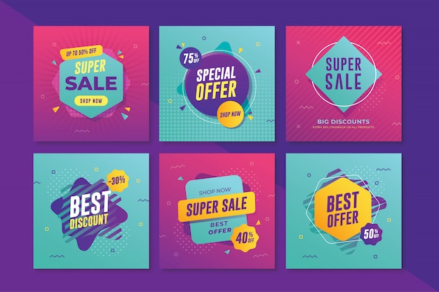 Premium Vector Modern Sale Banner With Square Size For Instagram