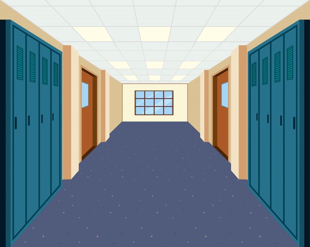 Premium Vector | A modern school hallway