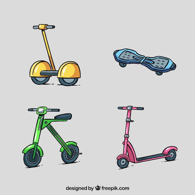 Modern scooters with hand drawn style | Free Vector