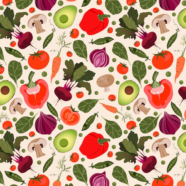 Premium Vector | Modern seamless vegetable pattern. hand-drawn pattern ...