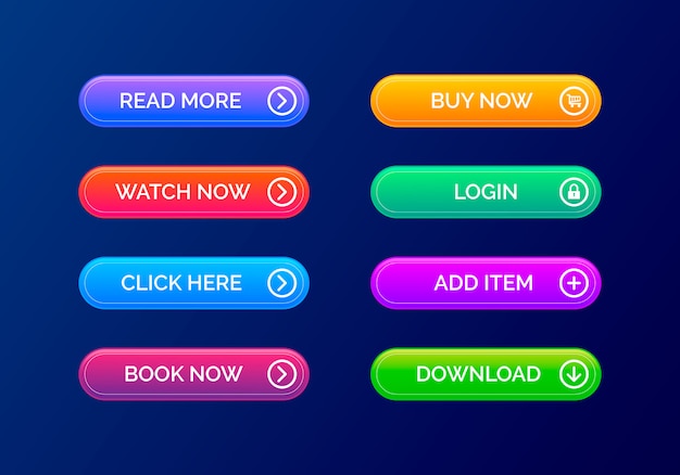 Modern set of buttons for web design. set of website buttons | Premium ...
