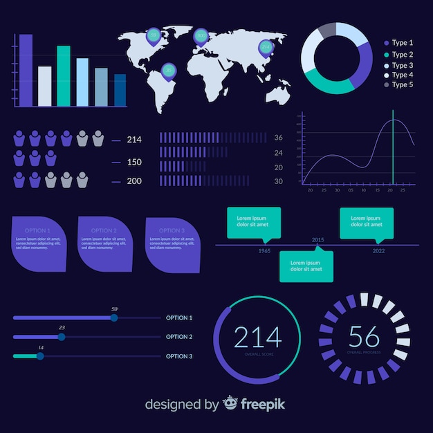 Free Vector | Modern set of infographics elements with flat design