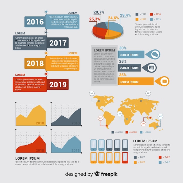 Free Vector | Modern set of infographics elements with flat design