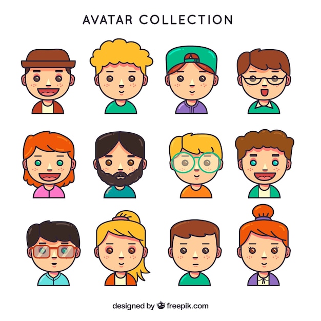 Modern set of cute avatars