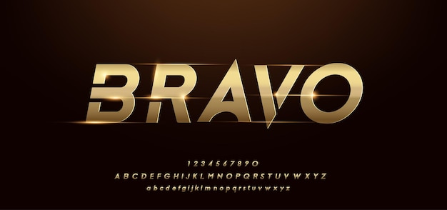  Modern shiny gold alphabet. futuristic typography fonts