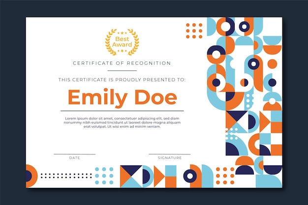 Free Vector | Modern simple best manager award certificate