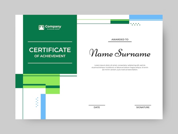 Premium Vector | Modern and simple green color certificate design ...