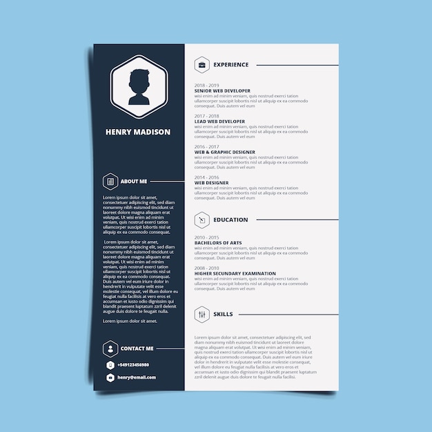 Modern simple template curriculum Free Vector