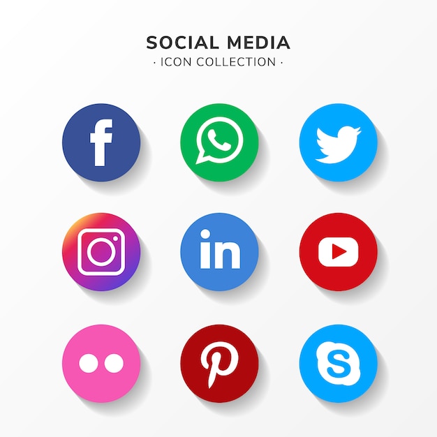 Modern Social Media Icon Set In Flat Design Free Vector