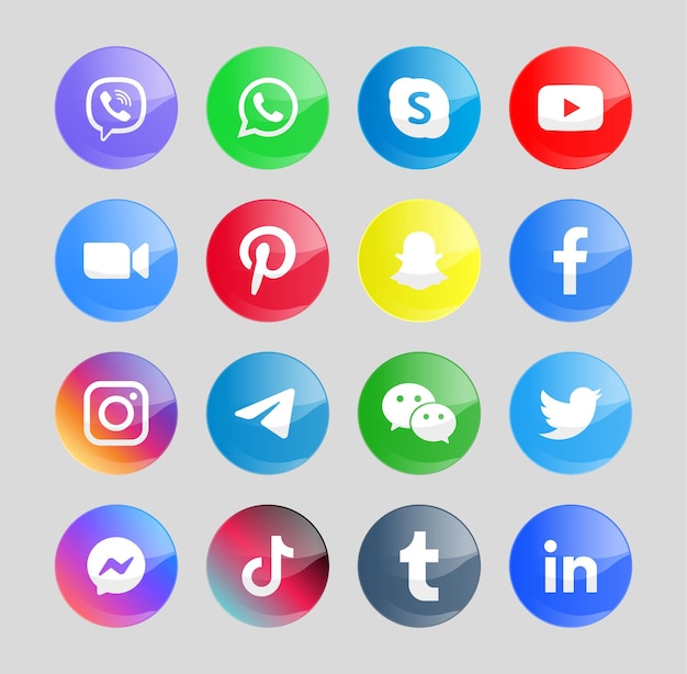 Современные значки социальных сетей или логотипы сетевых кнопок ... Логотипы Социальных Сетей в Векторе