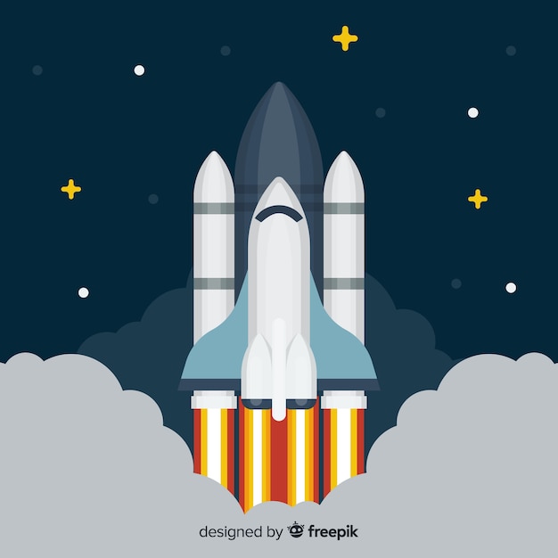 Modern space rocket with flat design Vector | Free Download