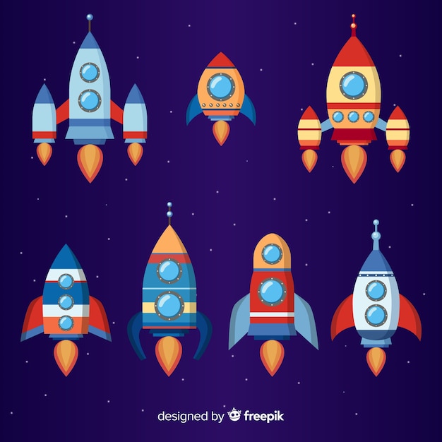 Free Vector | Modern spaceship collection with flat design