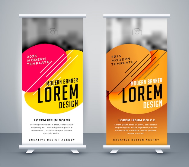 Modern standee design in abstract style Free Vector