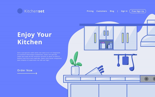 Premium Vector Modern Style Online Kitchen Set Landing Page Template   Modern Style Online Kitchen Set Landing Page Template Website Template 143530 8 