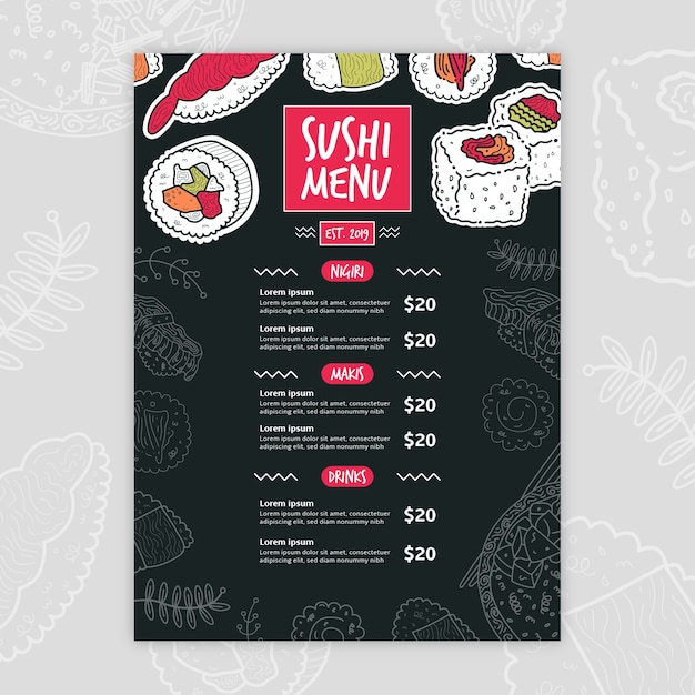 Free Vector Modern sushi menu template