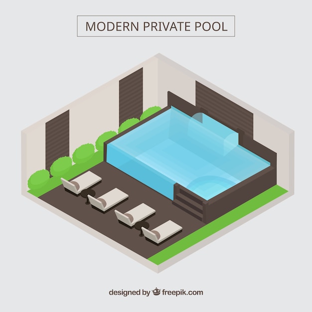 Modern swimming pool in isometric style